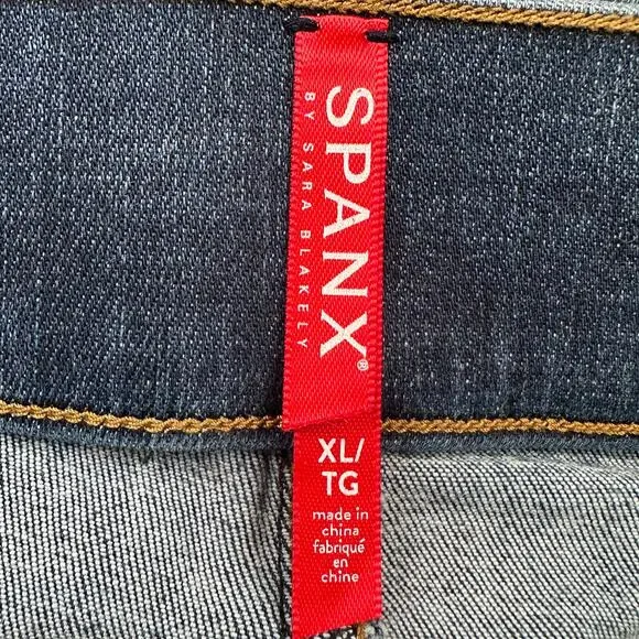 Spanx Jeans Womens Extra Large Blue Pullon Stretch Skinny Ankle Raw Hem Slimming - Picture 6 of 14